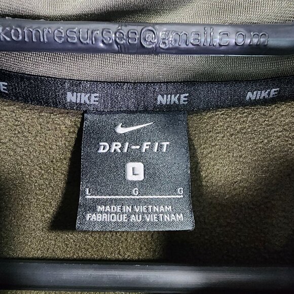 Mens Olive Green Nike Dri-Fit Pullover Sweatshirt 1/2 Zip Up Long Sleeve Size L - Picture 4 of 10
